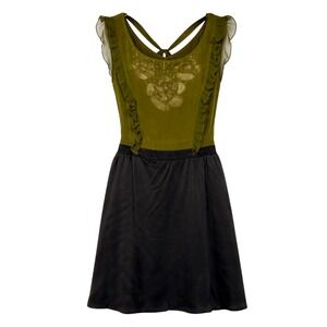 Y2K Chasing Dots Forest Fairy Silk Dress Womens Size Small Whimsigoth Goblincore